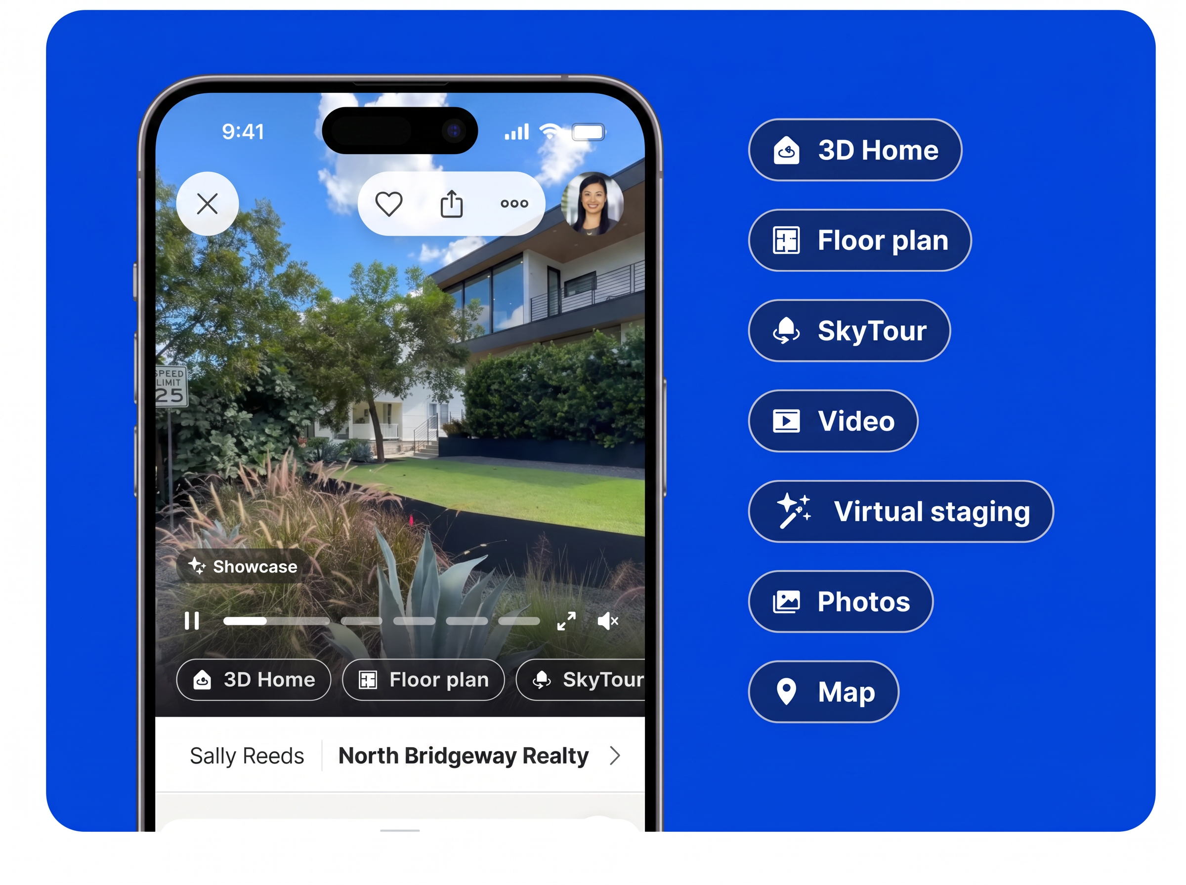Zillow Showcase features: 3D Home, Floor plan, SkyTour, Video, Virtual staging, Photos, Map